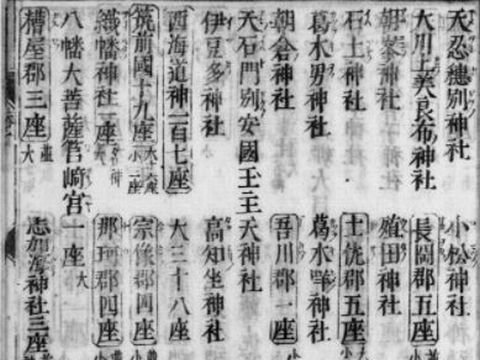 延喜式神名帳 西海道神 107座 大社38座 小社69座